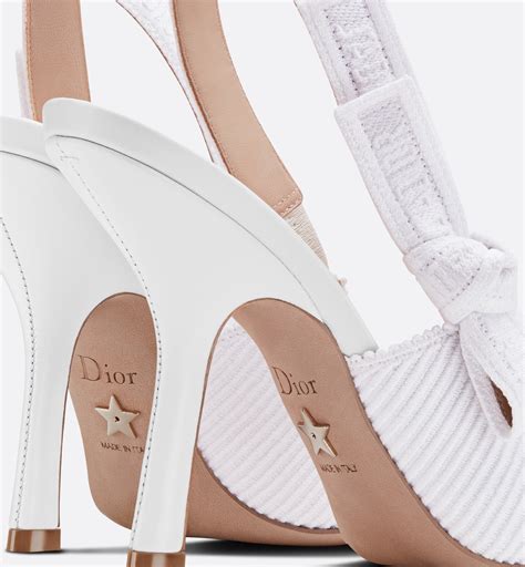 Décolleté slingback J'Adior Ricamo in cotone bianco